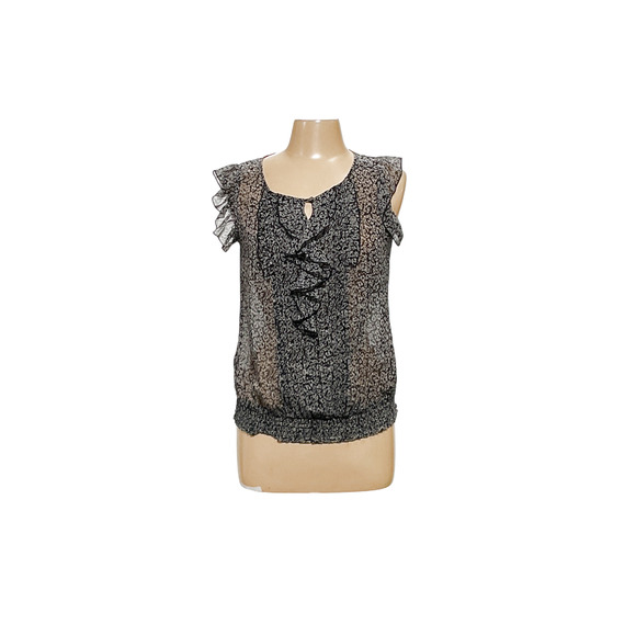 Express Gray Graphic Print Chiffon Blouse XS - Picture 1 of 4
